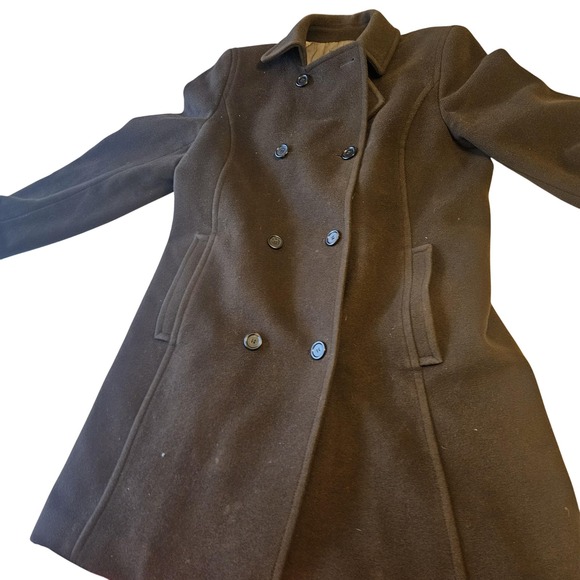 J.Crew Coat Womens Large Brown Double Breasted Peacoat Quilted Lining Long - Picture 1 of 8